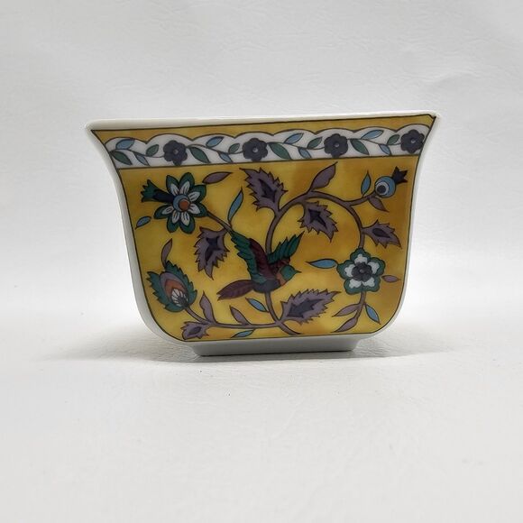 Vintage Silk Road Takahashi 2 Pc Ceramic Dish Set Floral Bird Hand Decorated - Picture 4 of 13